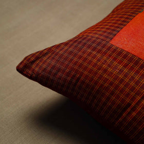 Maroon - patchwork cotton kanchipuram cushion cover (16 x