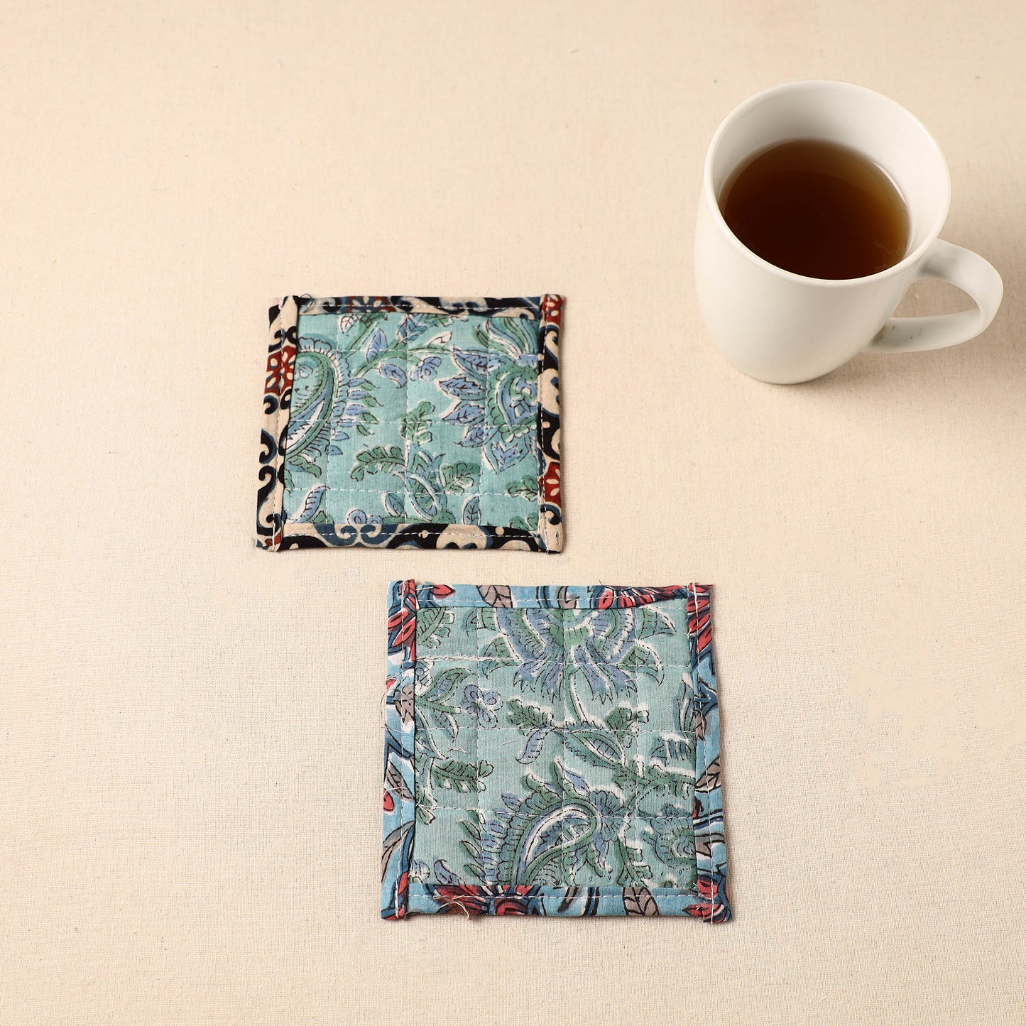 Floral Print Cotton Quilted Coasters (Set of 2) 40