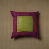 Purple - Patchwork Cotton Kanchipuram Cushion Cover (16 x 16 in) 17