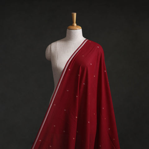 Red - Phulia Jamdani Buti Pure Handloom Cotton Fabric (Count 84/84) 43