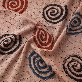 Peach - Hakoba Hand Block Ajrakh Print Natural Dyed Cotton Fabric 128