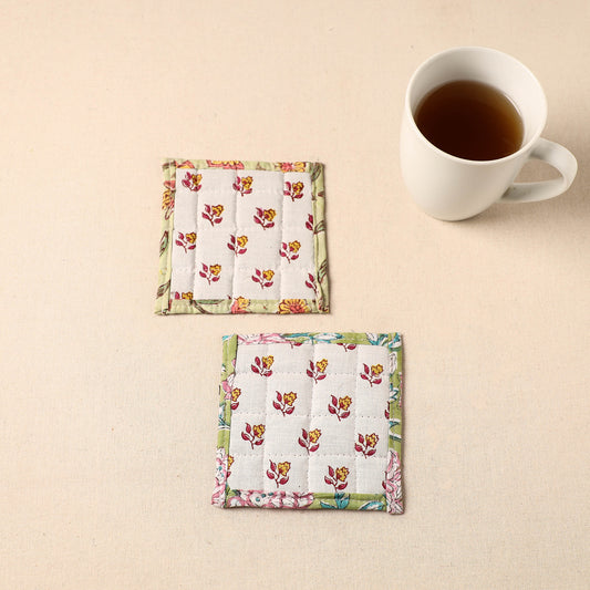 Floral Print Cotton Quilted Coasters (Set of 2) 43