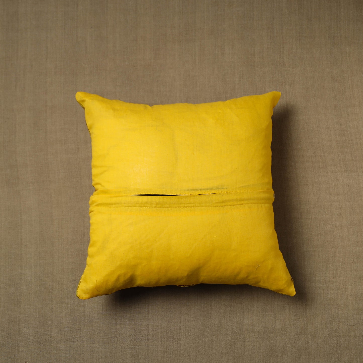 Yellow - Patchwork Cotton Kanchipuram Cushion Cover (16 x 16 in) 18