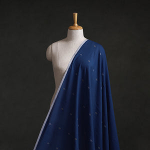 Blue - Phulia Jamdani Buti Pure Handloom Cotton Fabric (Count 84/84) 45