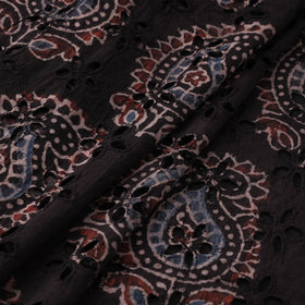 Black - Hakoba Hand Block Ajrakh Print Natural Dyed Cotton Fabric 126
