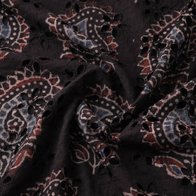 Black - Hakoba Hand Block Ajrakh Print Natural Dyed Cotton Fabric 126