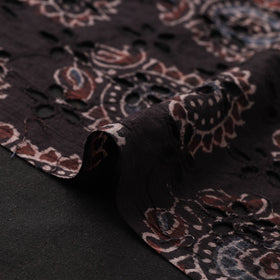 Black - Hakoba Hand Block Ajrakh Print Natural Dyed Cotton Fabric 126