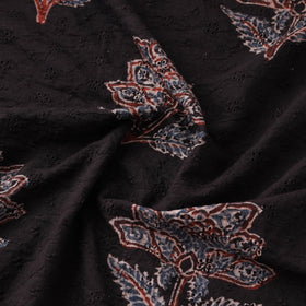 Black - Hakoba Hand Block Ajrakh Print Natural Dyed Cotton Fabric 125