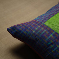 Blue - Patchwork Cotton Kanchipuram Cushion Cover (16 x 16 in) 21