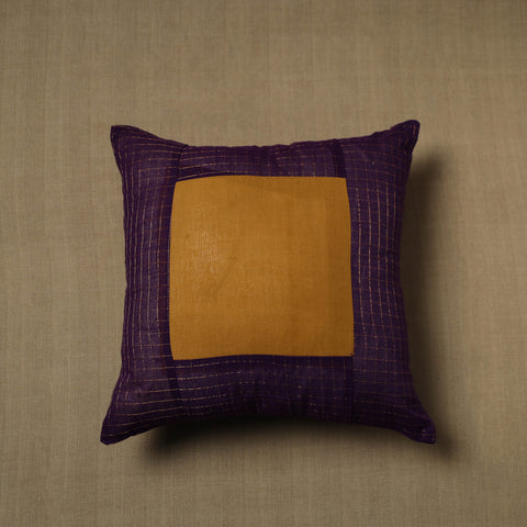 Purple - patchwork cotton kanchipuram cushion cover (16 x