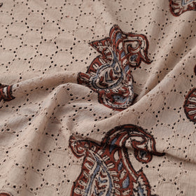 Beige - Hakoba Hand Block Ajrakh Print Natural Dyed Cotton Fabric 124