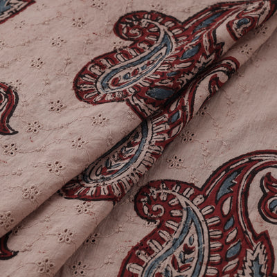 Peach - Hakoba Hand Block Ajrakh Print Natural Dyed Cotton Fabric 123