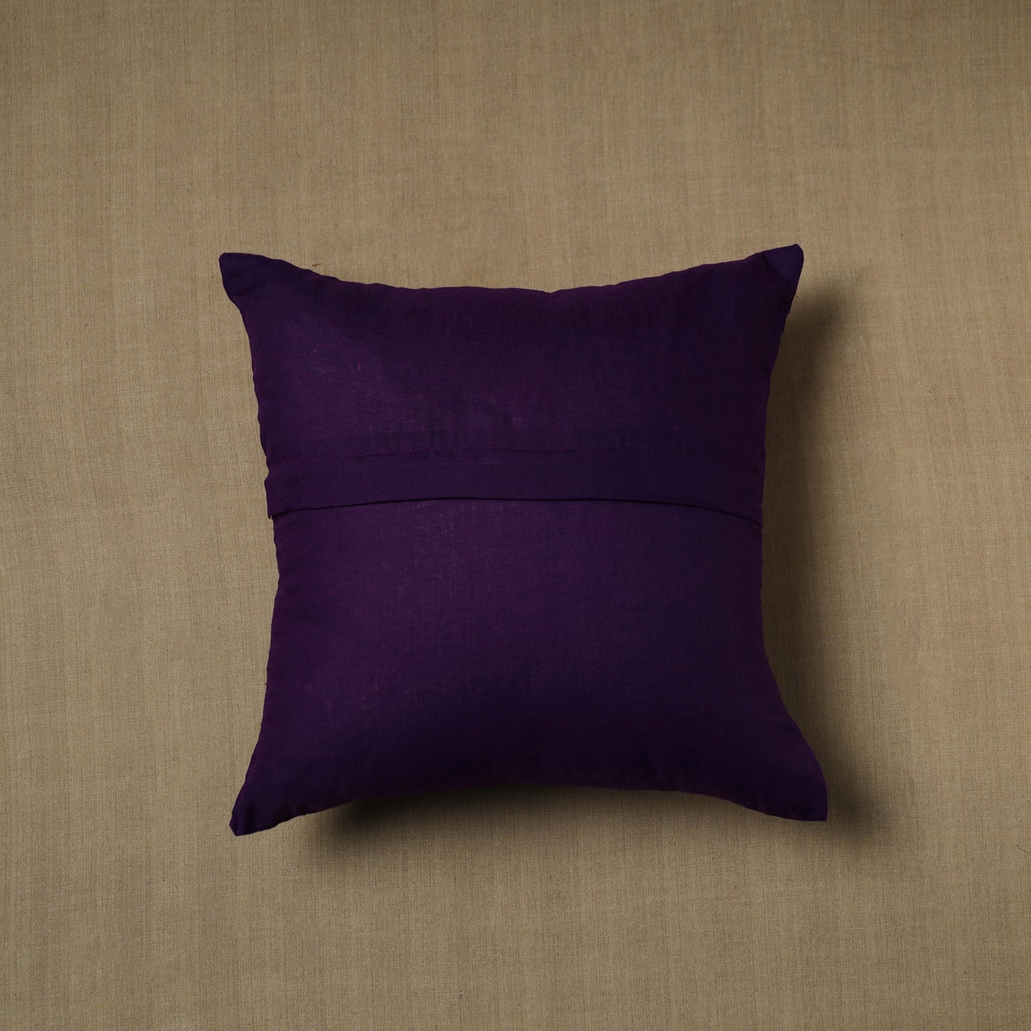 Purple - Patchwork Cotton Kanchipuram Cushion Cover (16 x 16 in) 22