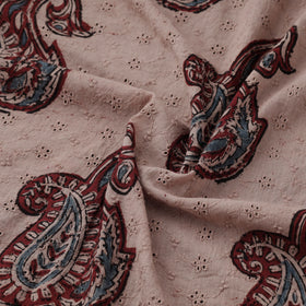 Peach - Hakoba Hand Block Ajrakh Print Natural Dyed Cotton Fabric 123