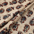 Beige - Hakoba Hand Block Ajrakh Print Natural Dyed Cotton Fabric 122
