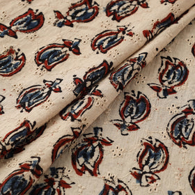 Beige - Hakoba Hand Block Ajrakh Print Natural Dyed Cotton Fabric 122