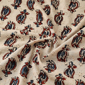 Beige - Hakoba Hand Block Ajrakh Print Natural Dyed Cotton Fabric 122