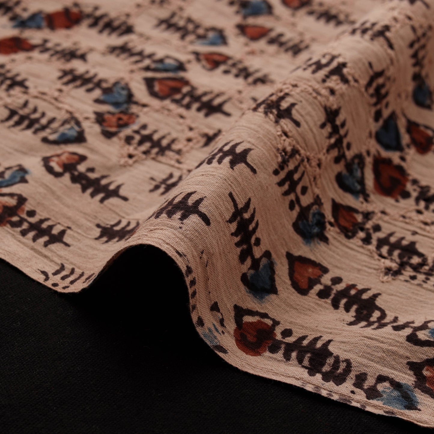 Ajrakh Hand Block Print Natural Dyed Cotton Hakoba Fabric 41
