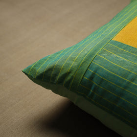 Green - patchwork cotton kanchipuram cushion cover (16 x 16