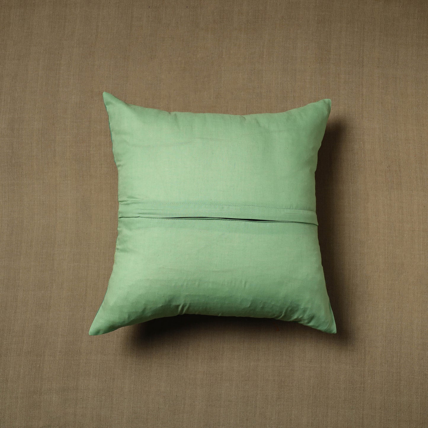 Green - Patchwork Cotton Kanchipuram Cushion Cover (16 x 16 in) 25