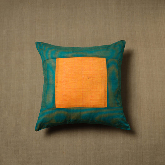 Green - Patchwork Cotton Kanchipuram Cushion Cover (16 x 16 in) 27