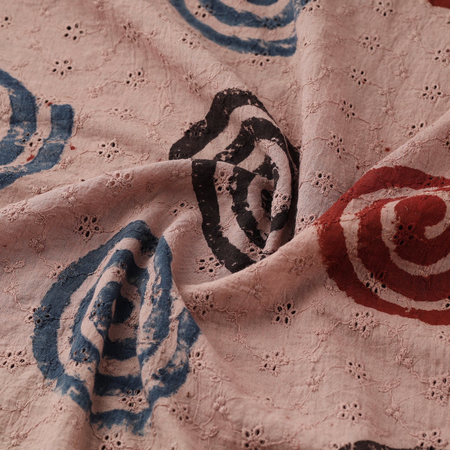 Peach - Hakoba Hand Block Ajrakh Print Natural Dyed Cotton Fabric 118