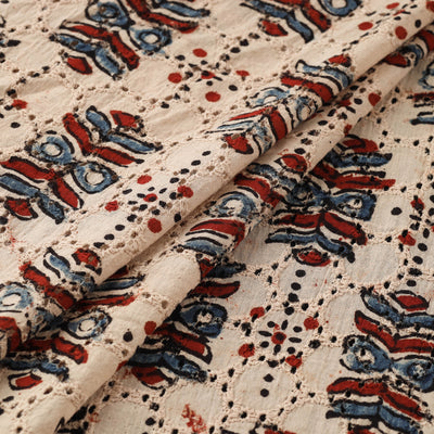 Beige - Hakoba Hand Block Ajrakh Print Natural Dyed Cotton Fabric 117