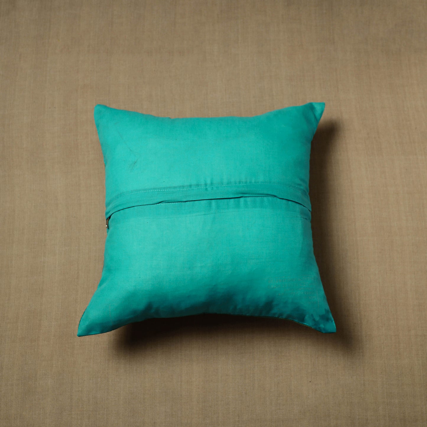 Green - Patchwork Cotton Kanchipuram Cushion Cover (16 x 16 in) 27