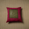 Dark pink - patchwork cotton kanchipuram cushion cover (16