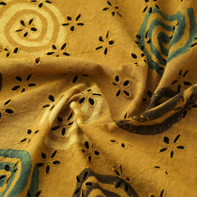 Yellow - Hakoba Hand Block Ajrakh Print Natural Dyed Cotton Fabric 115