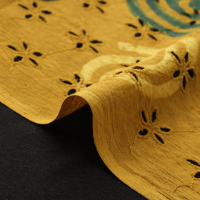 Yellow - Hakoba Hand Block Ajrakh Print Natural Dyed Cotton Fabric 115