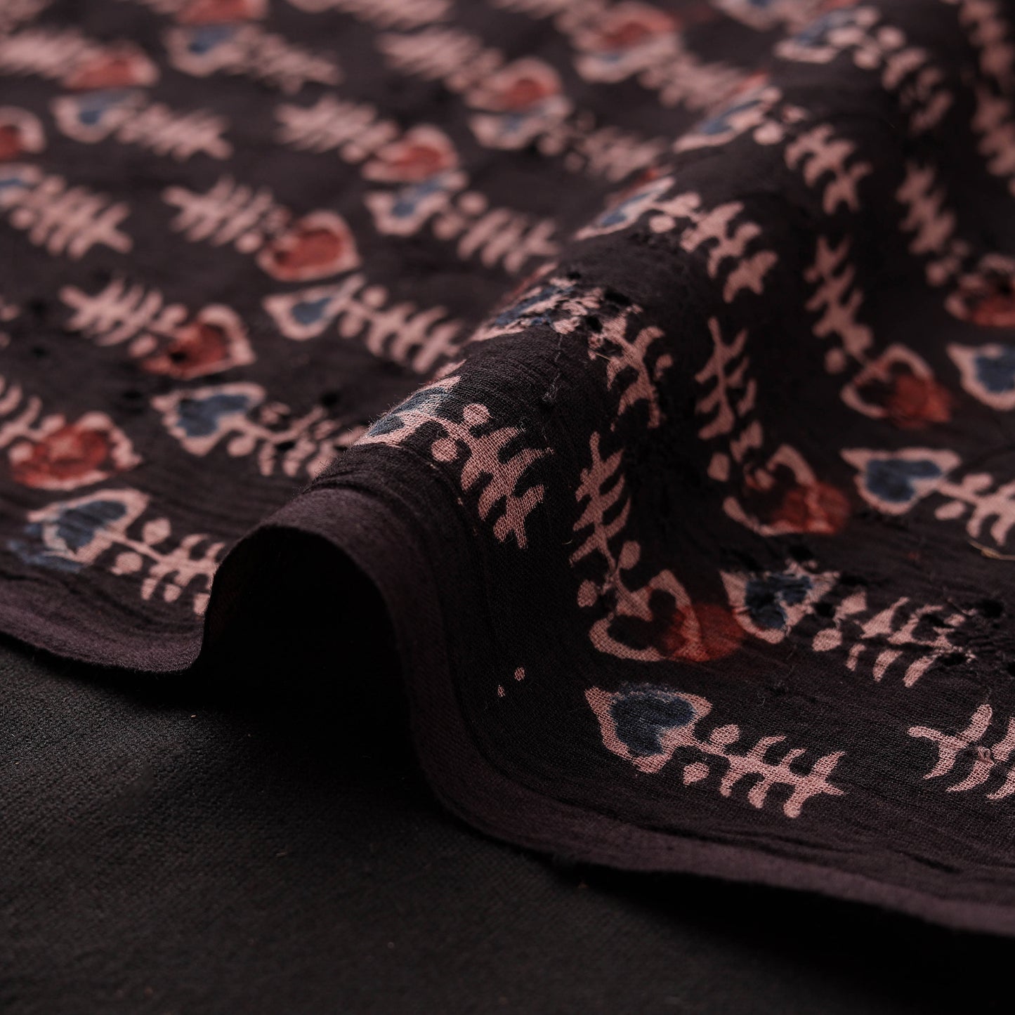 Ajrakh Hand Block Print Natural Dyed Cotton Hakoba Fabric 34