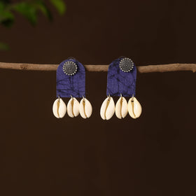 Blue - sana fabart shell work earrings - handcrafted