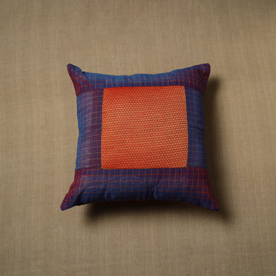 Blue - Patchwork Cotton Kanchipuram Cushion Cover (16 x 16 in) 30