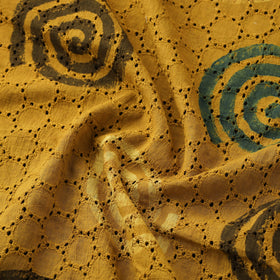 Yellow - Hakoba Hand Block Ajrakh Print Natural Dyed Cotton Fabric 114
