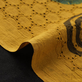 Yellow - Hakoba Hand Block Ajrakh Print Natural Dyed Cotton Fabric 114