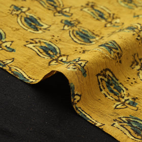 Yellow - Hakoba Hand Block Ajrakh Print Natural Dyed Cotton Fabric 113