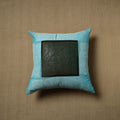 Blue - patchwork cotton kanchipuram cushion cover (16 x 16