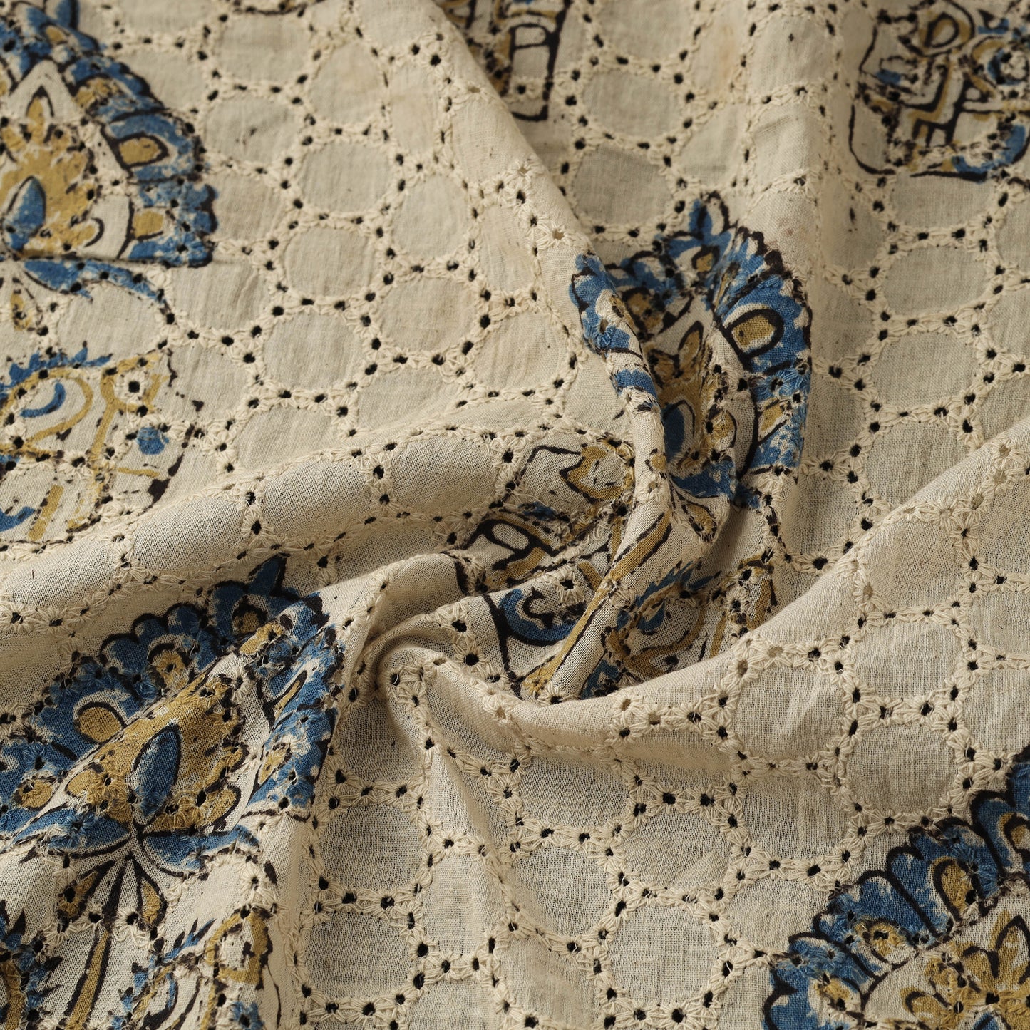 Beige - Hakoba Hand Block Ajrakh Print Natural Dyed Cotton Fabric 112