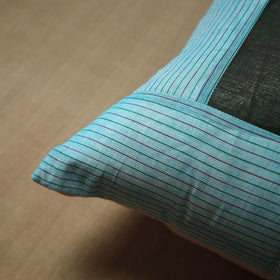 Blue - patchwork cotton kanchipuram cushion cover (16 x 16