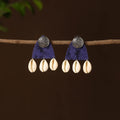 Blue - ikra fabart shell work earrings - handcrafted