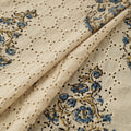 Beige - Hakoba Hand Block Ajrakh Print Natural Dyed Cotton Fabric 110