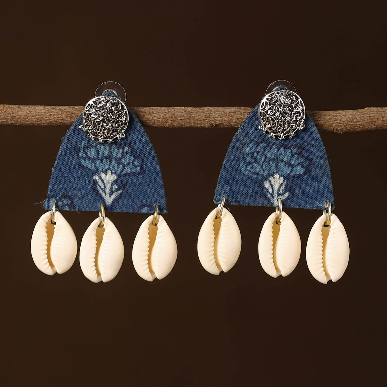 Mahima Fabart Shell Work Earrings