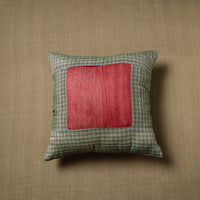 Green - Patchwork Cotton Kanchipuram Cushion Cover (16 x 16 in) 34