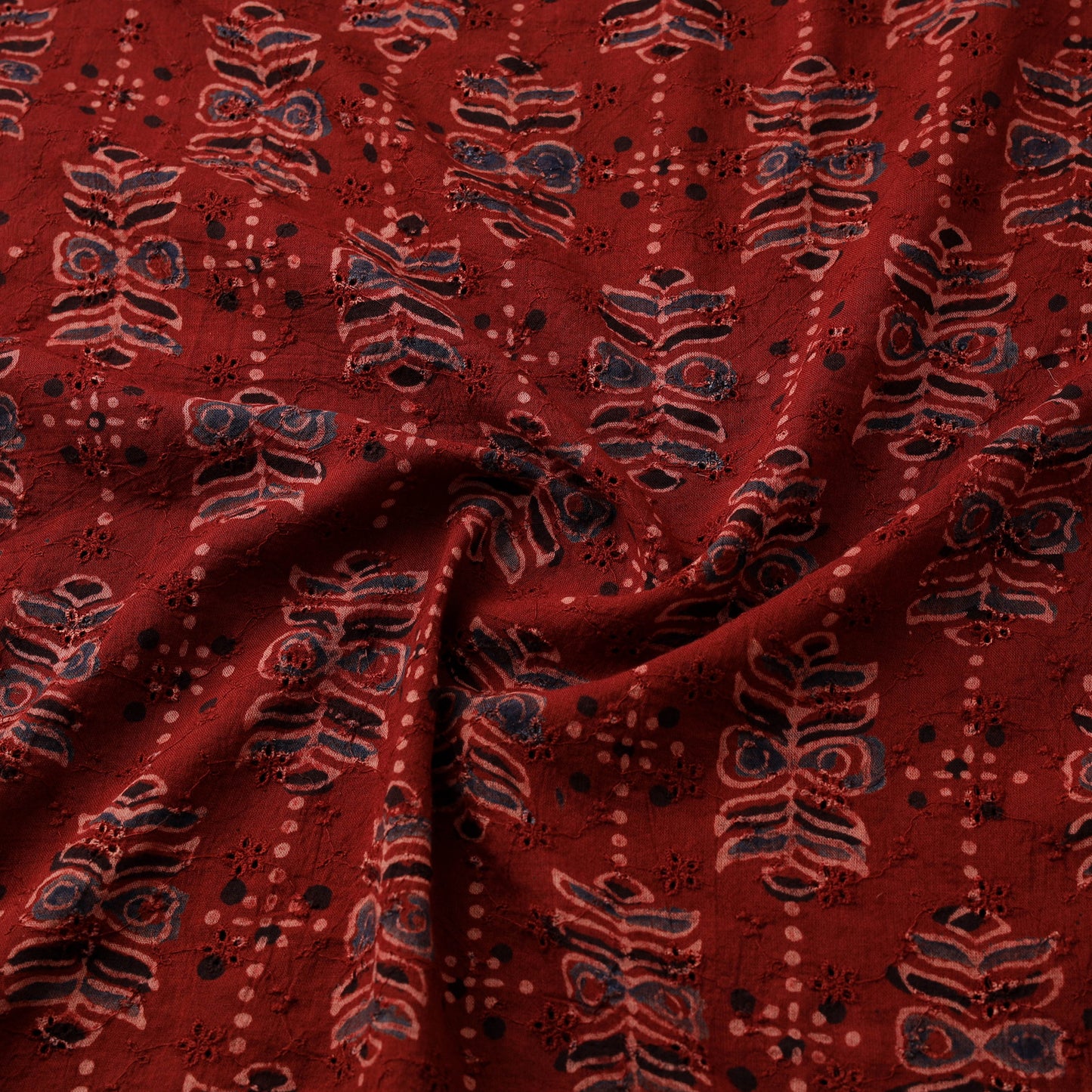 Ajrakh Hand Block Print Natural Dyed Cotton Hakoba Fabric 28