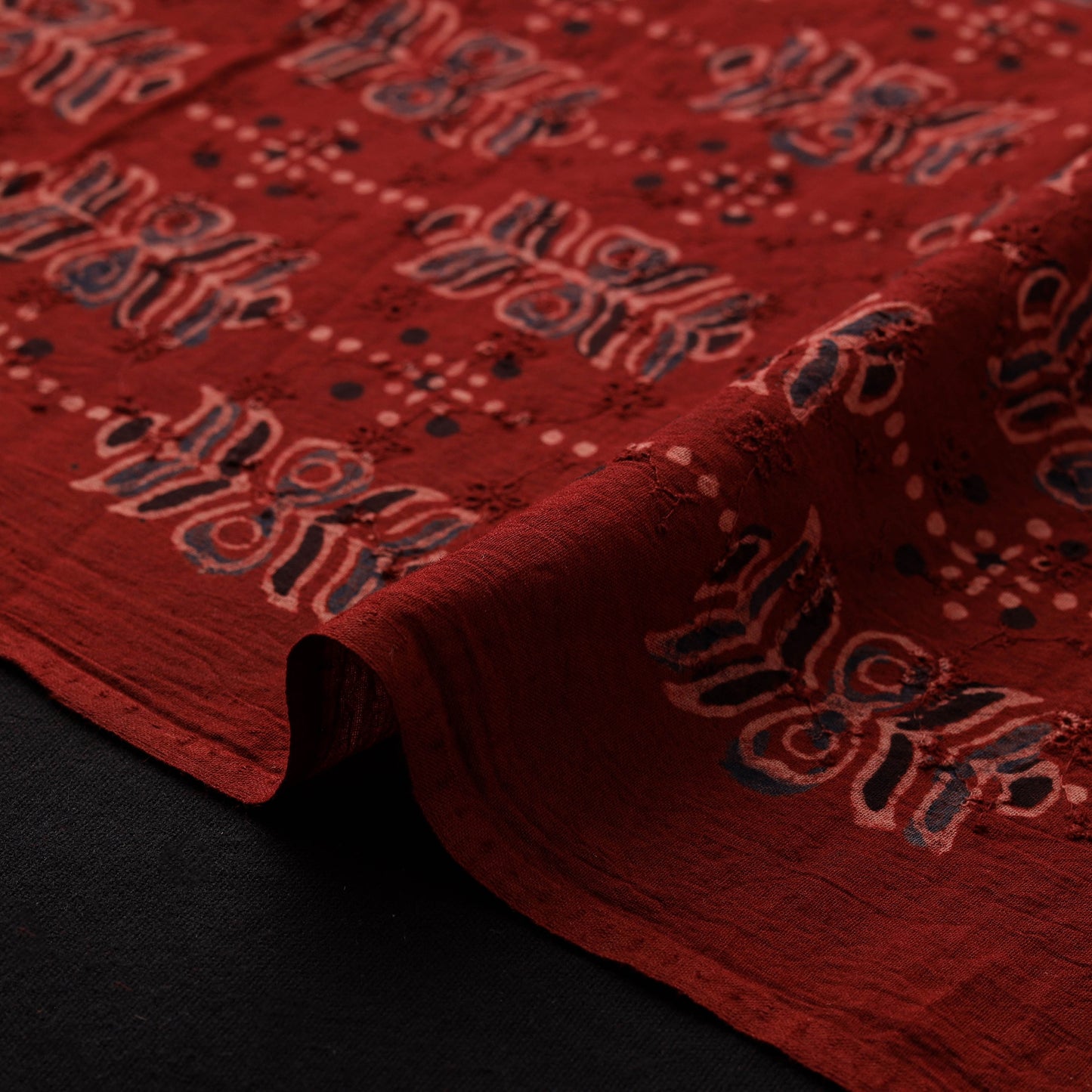 Ajrakh Hand Block Print Natural Dyed Cotton Hakoba Fabric 28