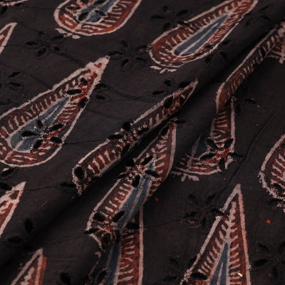 Brown - Hakoba Hand Block Ajrakh Print Natural Dyed Cotton Fabric 108