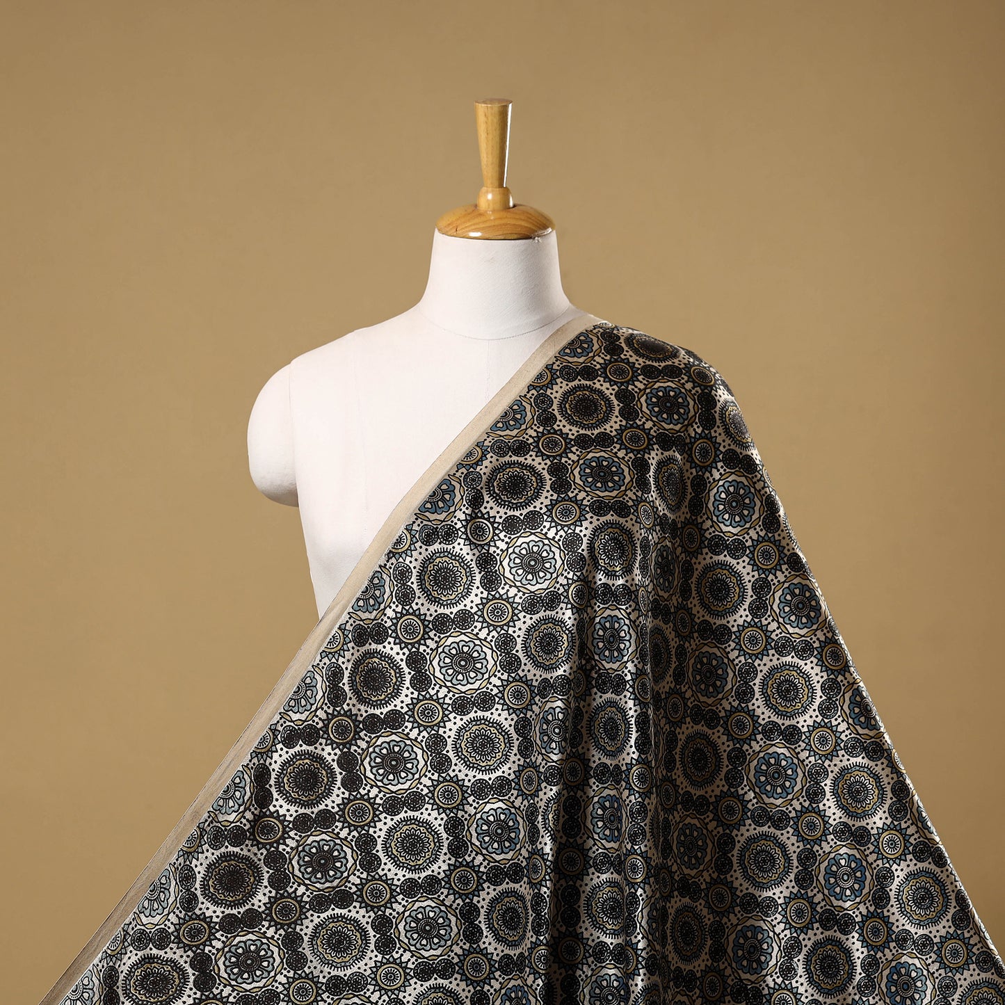 Mashru Silk Natural Dyed Block Print Ajrakh Fabric 12