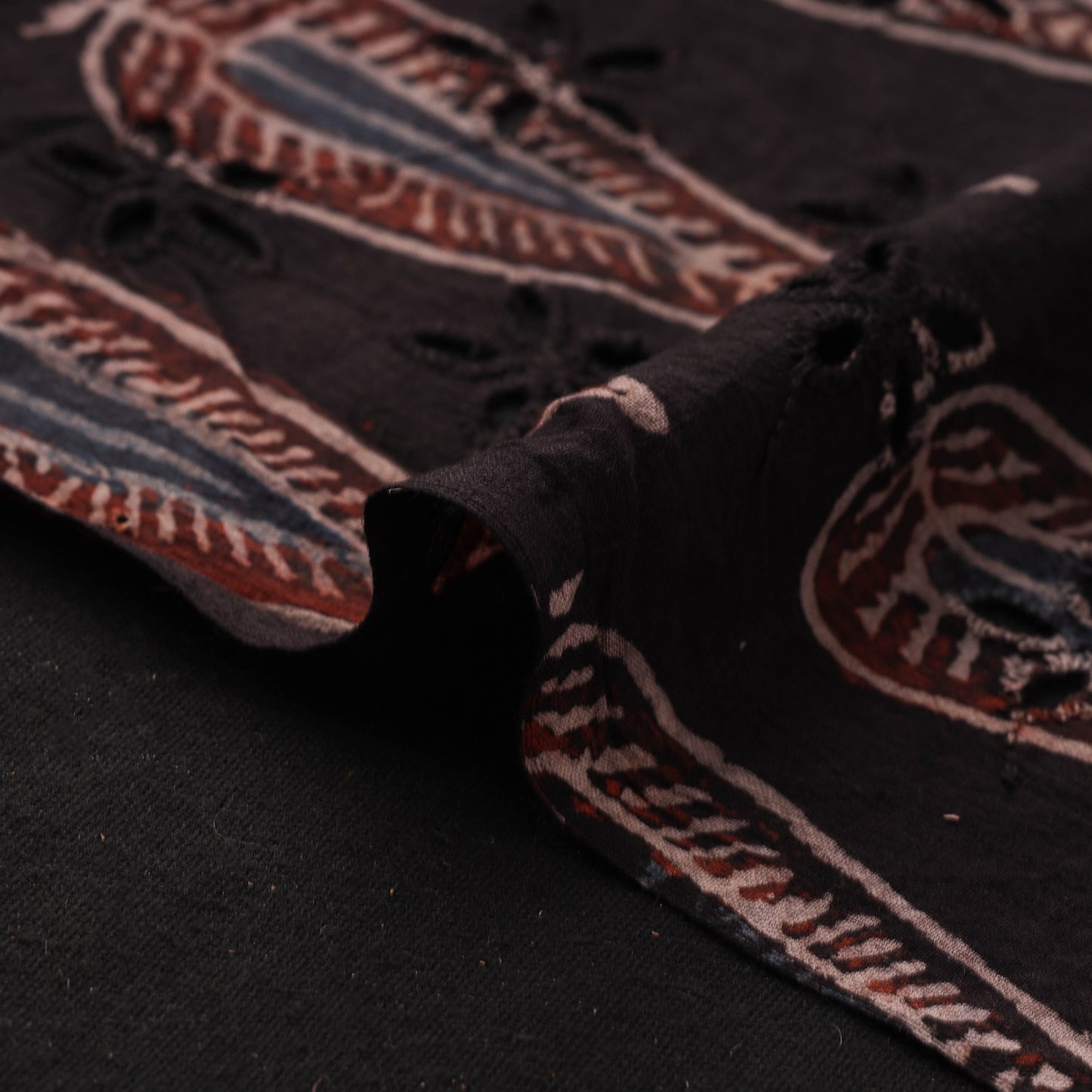 Brown - Hakoba Hand Block Ajrakh Print Natural Dyed Cotton Fabric 108