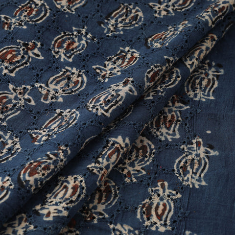 Hakoba Hand Block Ajrakh Print Natural Dyed Cotton Fabric 107